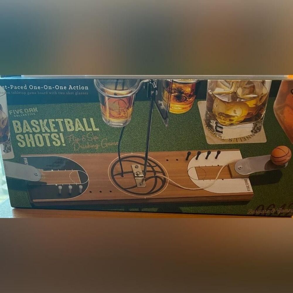Five Oak Collective Basketball Shots! Drinking Party Game Wooden Tabletop Sports